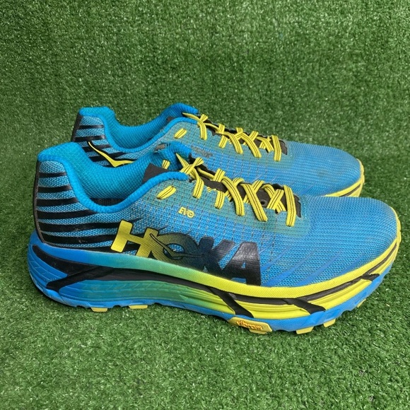 HOKA One One Evo Mafate Trail Running Shoe Women’s 11 Blue Yellow Vibram - Picture 1 of 9